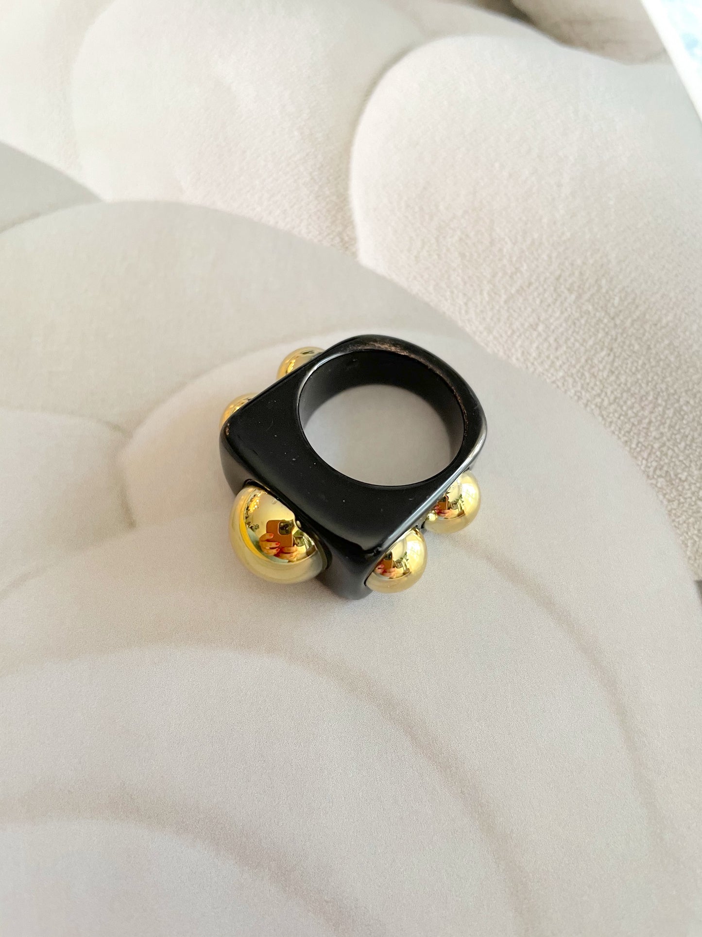 Statement Colored Ring With Gold Circle