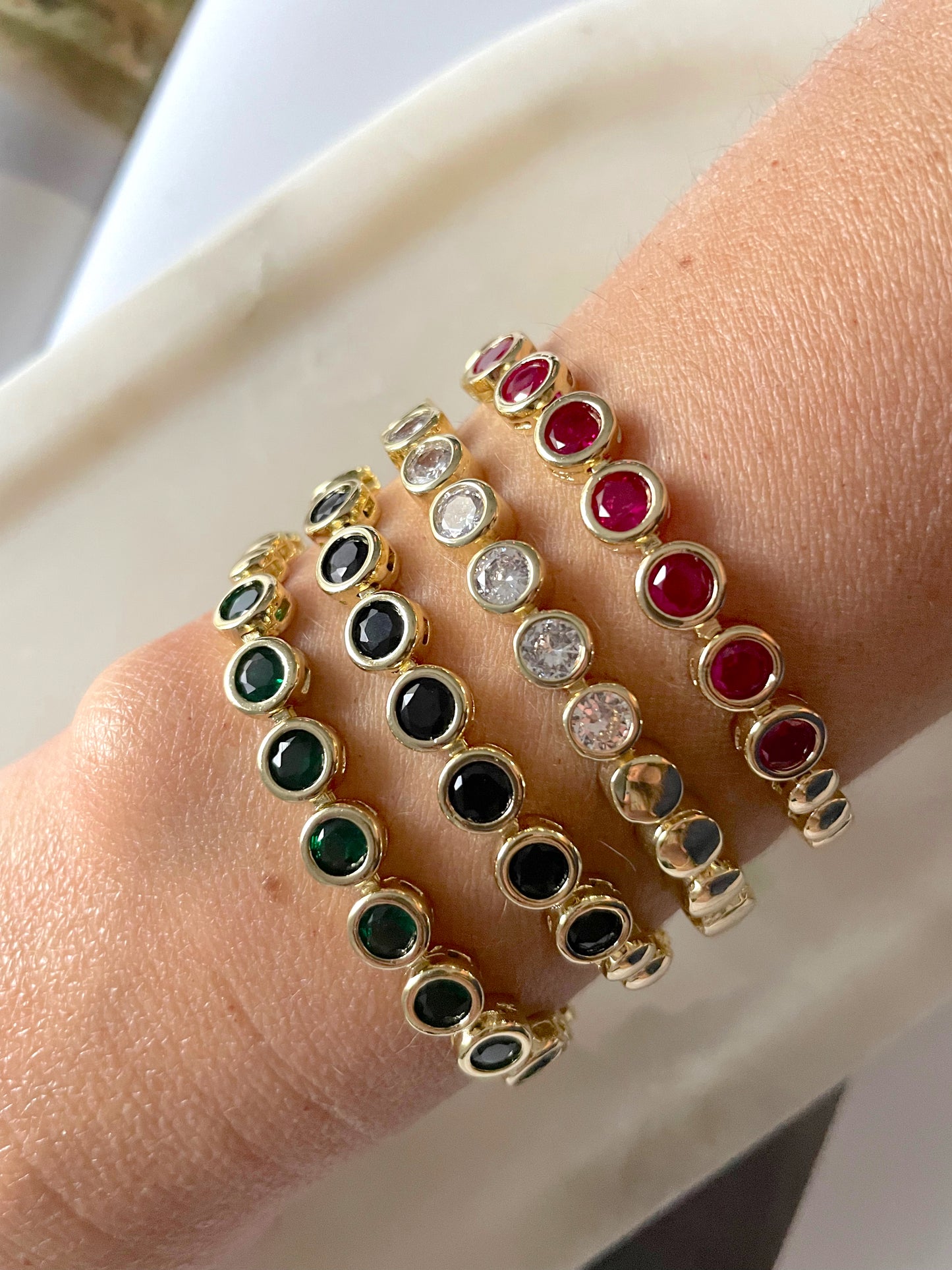 Colored gemstones gold bracelet