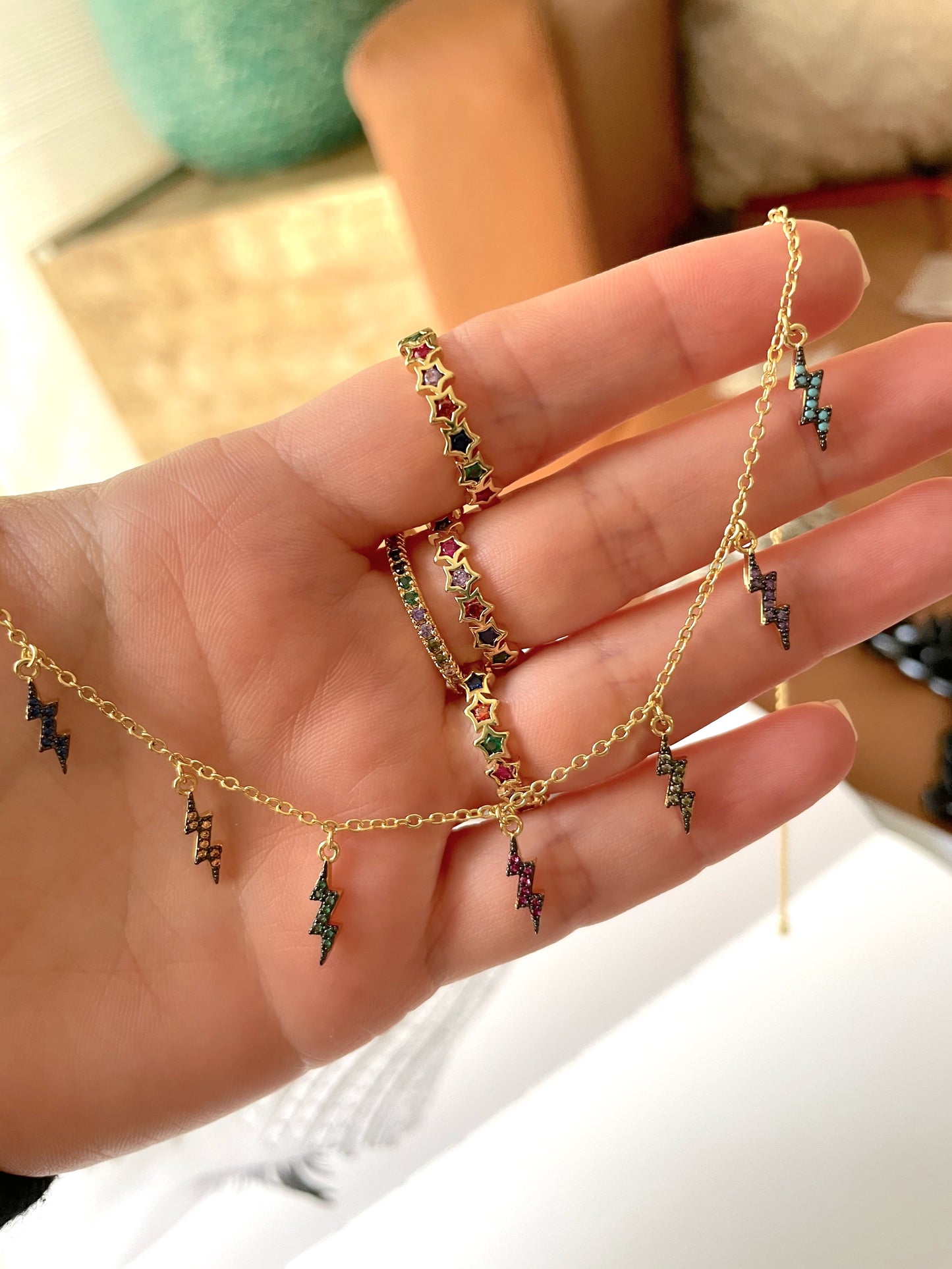 Colored lightning necklace