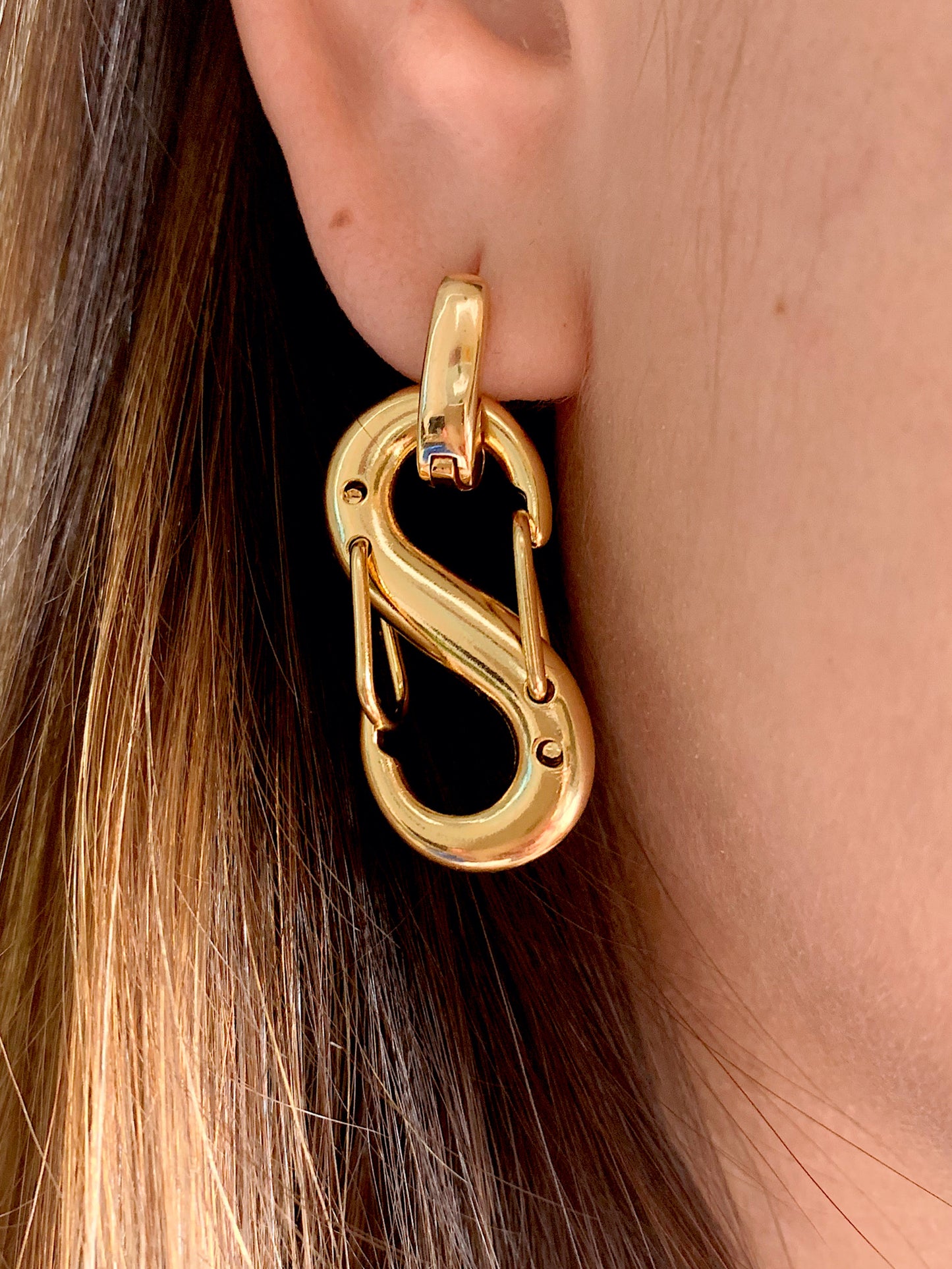 Gold Big S Biner Earrings