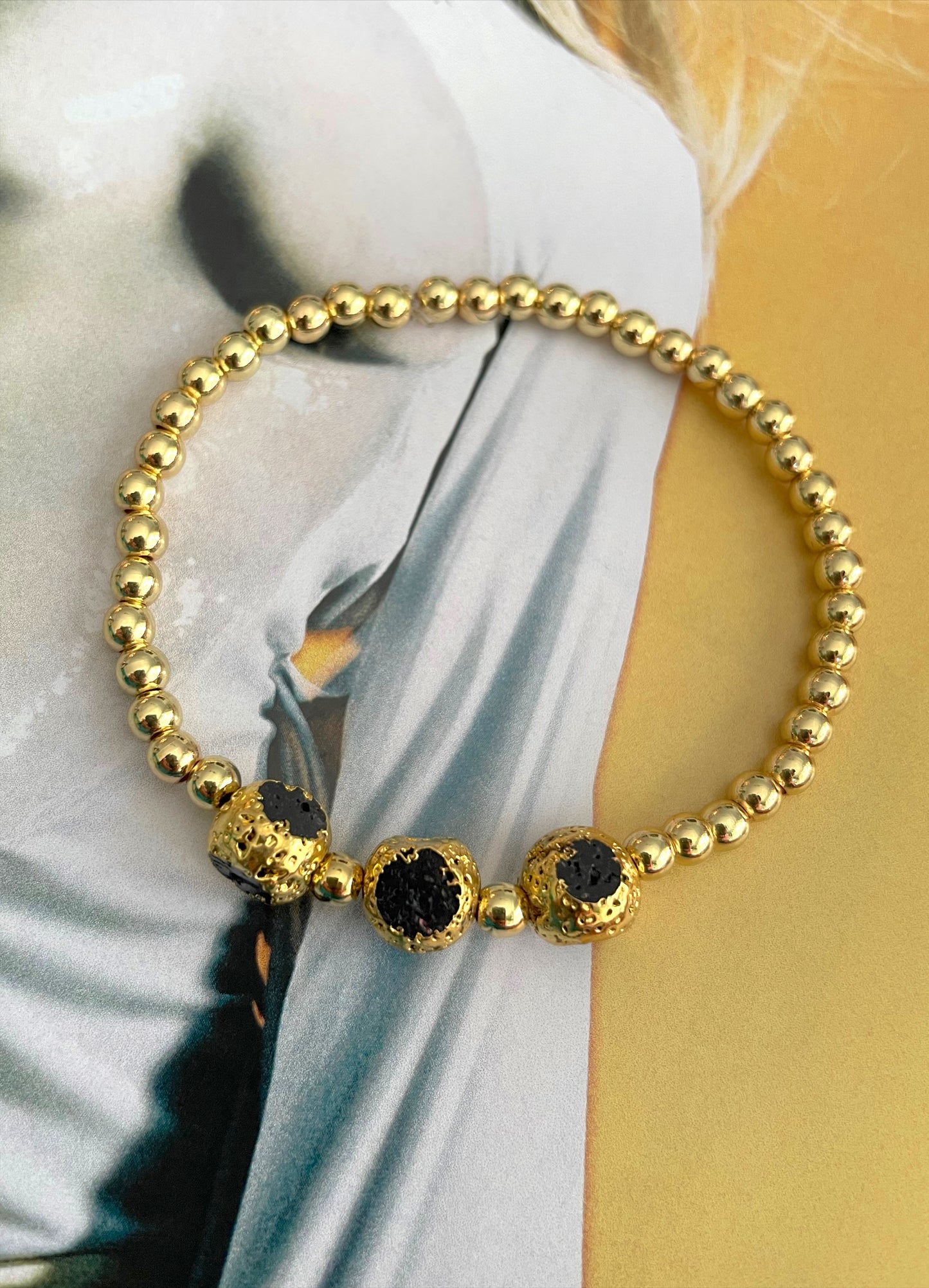 Black/Gold stones beaded bracelets
