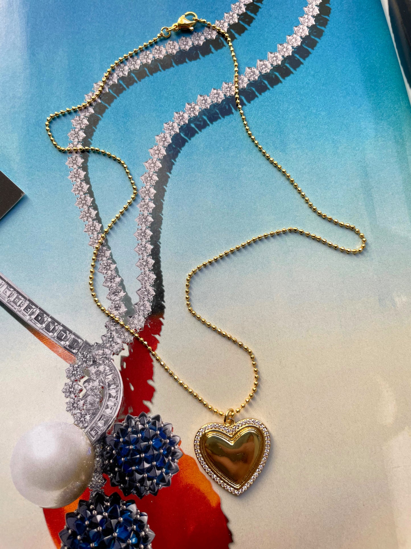 Golden cz heart necklace